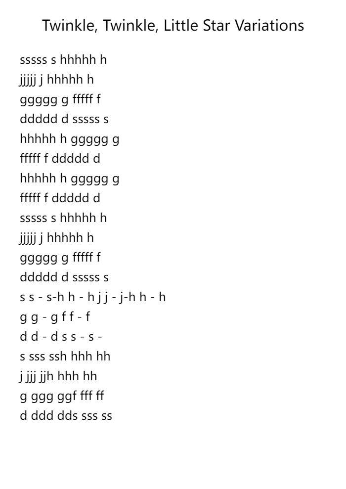 Twinkle Twinkle Little Star Variations Roblox Piano Keyboard Sheets 