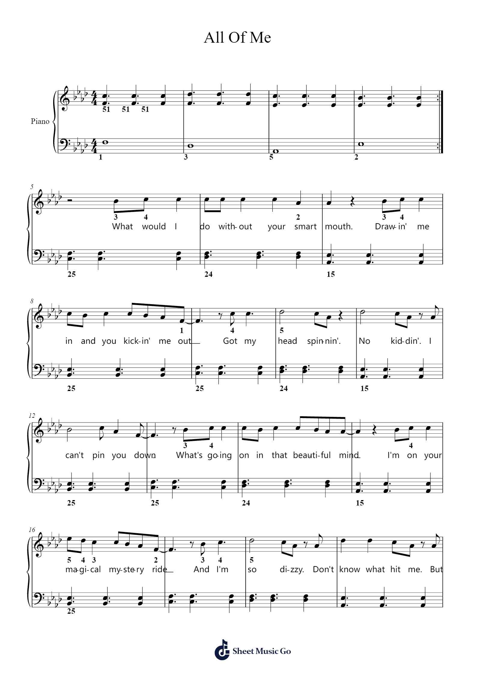 Noten Von All Of Me