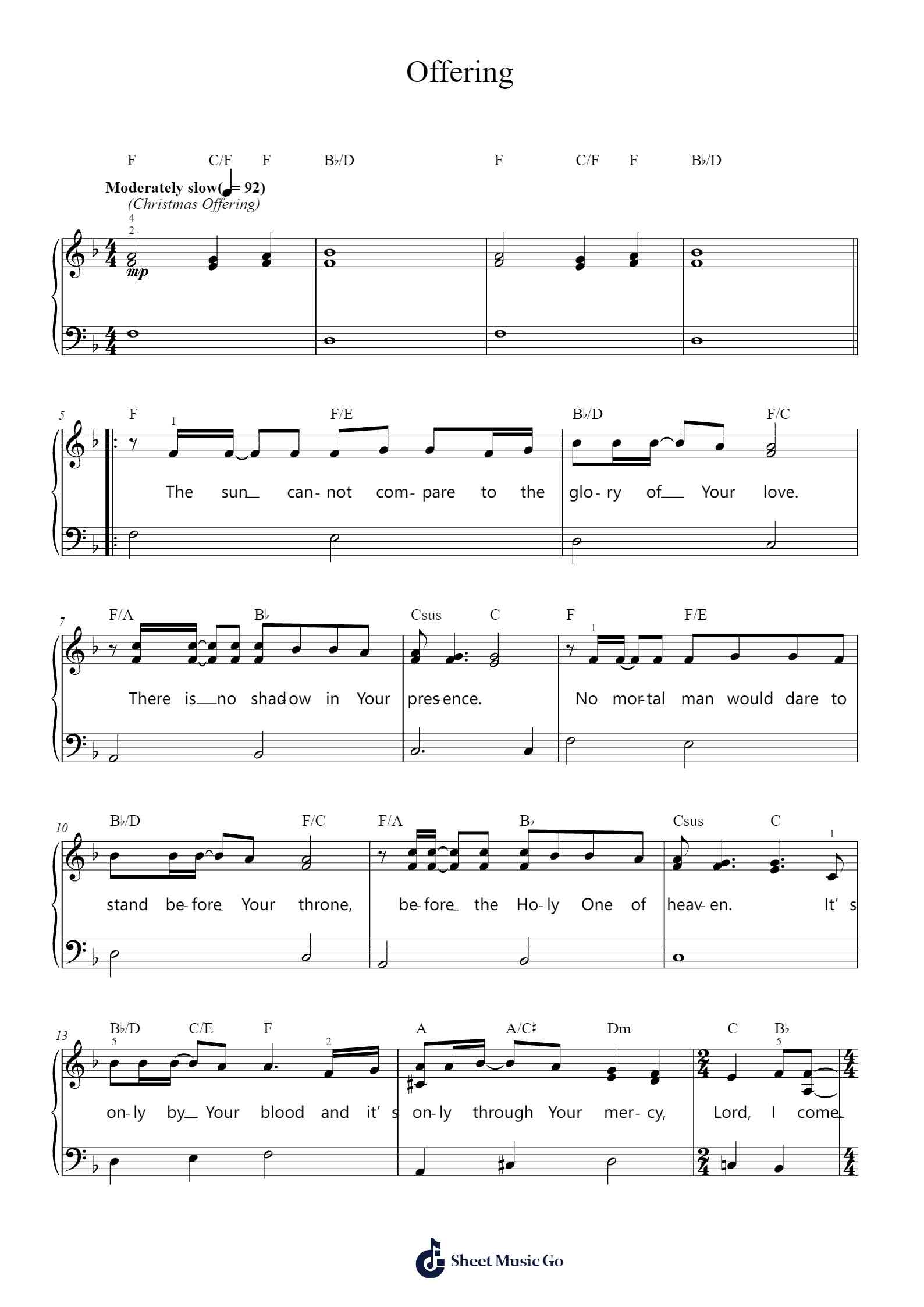Offering Sheet Music by Paul Baloche-Arr.Wymo
